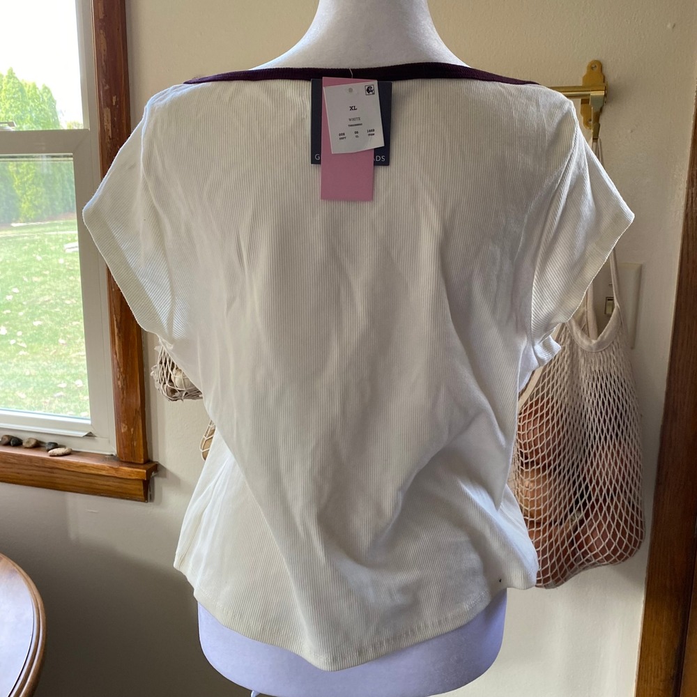 Cowboy Graphic Ribbed White Crop Top XL New Western Festival Rodeo Cowgirl Funny - Picture 3 of 5